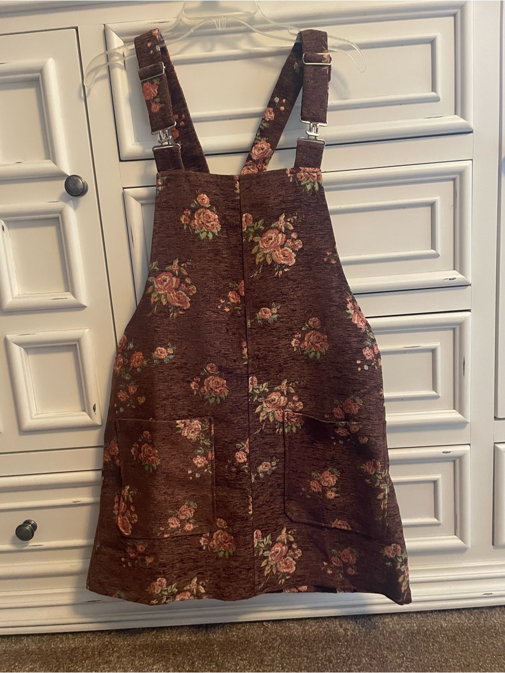 Floral Corduroy Overall Dress. Brand New. Never Worn